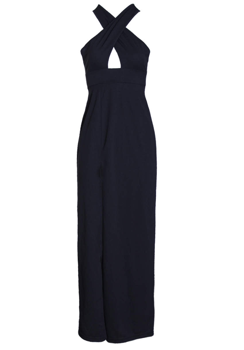 Black Maxi Dress With A Thigh High Split