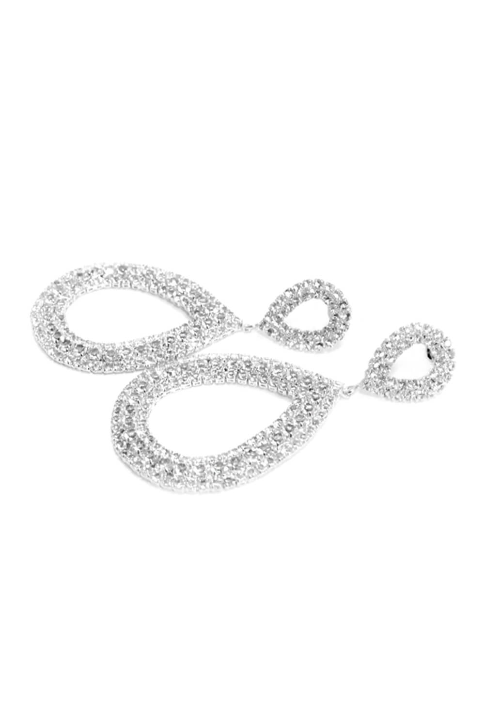 Silver Diamante Double Tear Drop Earrings