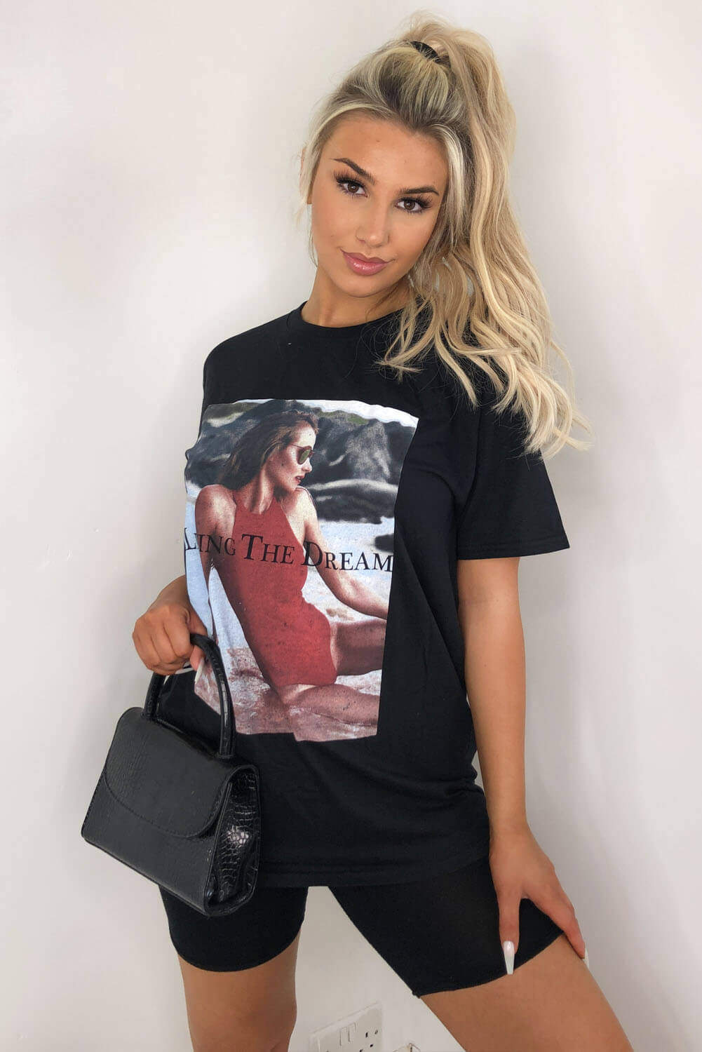 Black Living The Dream Oversized T-Shirt