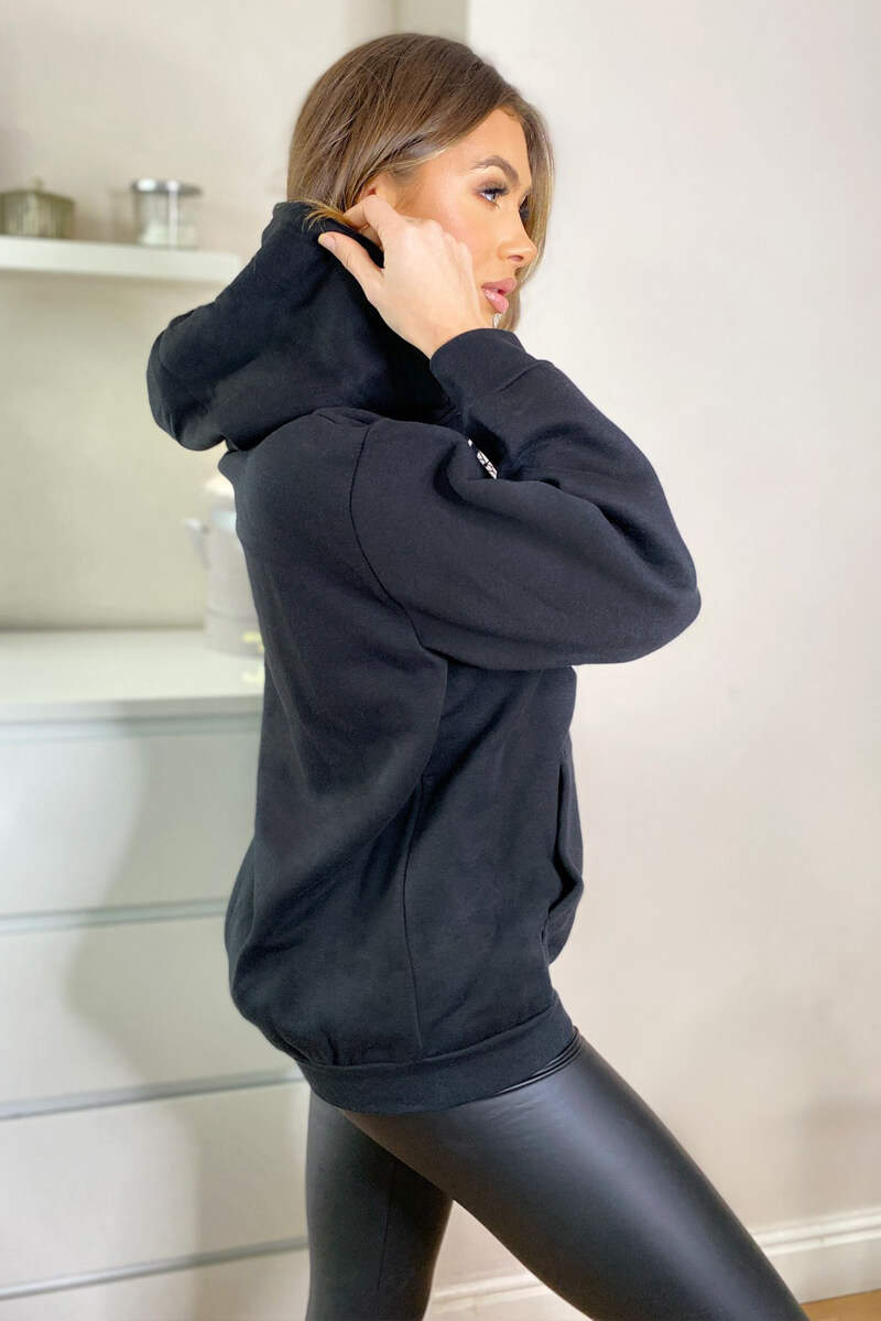 Black Paris Printed Hoodie