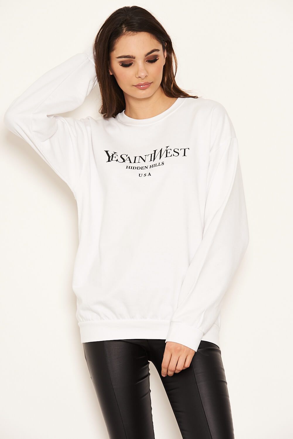 White Slogan Printed Sweatshirt